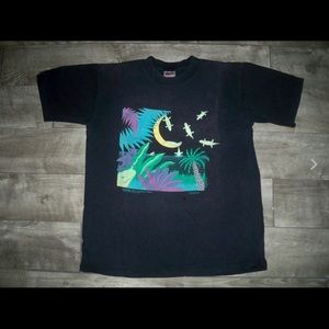 Vintage 80's Crocodiles Rock Lenches Single Stitch All Over Print Tshirt Tee XL